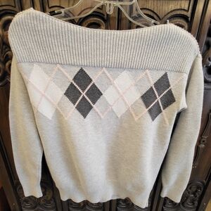 Gap gray argyle boatneck sweater womens size XS great condition